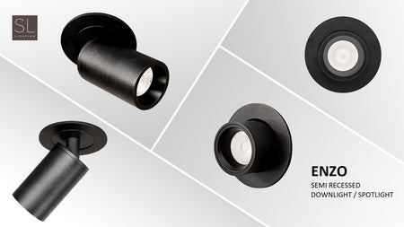 Great News our Enzo Semi Recessed Downlight / Spotlight is available in Black now