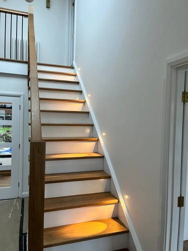 Another great stair feature project using our Round Mia Low Level Lights .#staircase #homerenovation #lightingdesign #diy #staircase