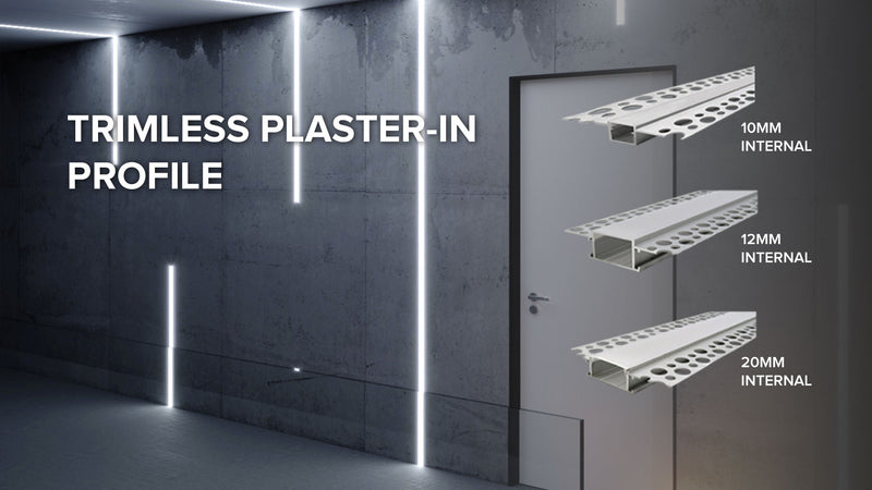 Trimless Plaster-In Profile 10mm internal, 12mm internal, 20mm internal