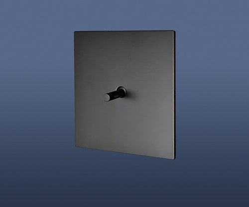 Load image into Gallery viewer, 1 Gang 2 Way Toggle Light Switch Brushed Brass Gold Toggle with Matt Black Plate Finish Set Product
