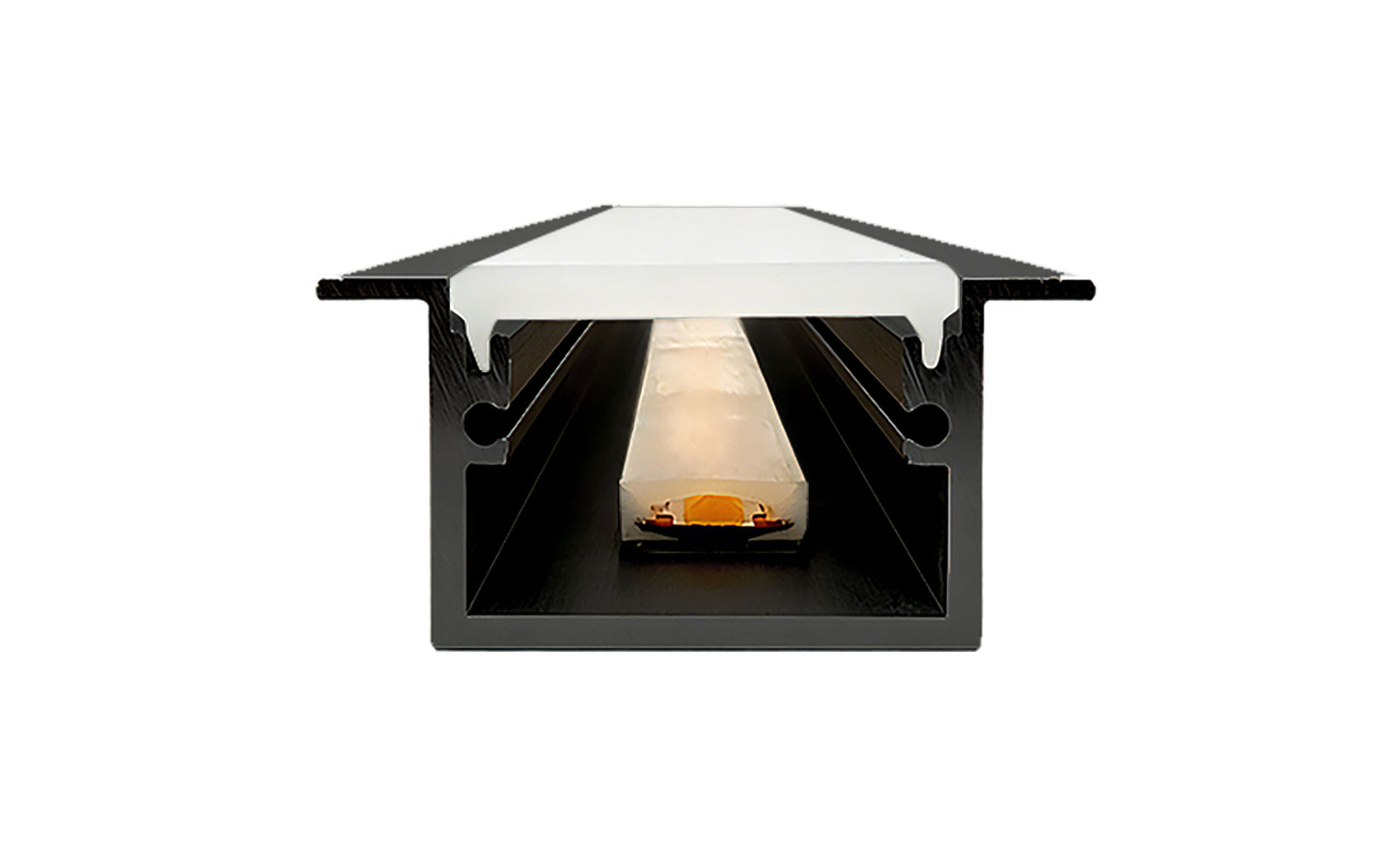 2 Metres IP65 Flanged Walk Over Recessed IP65 Profile W30 x D20 Inc End Caps & Diffuser (Aluminium / Black)