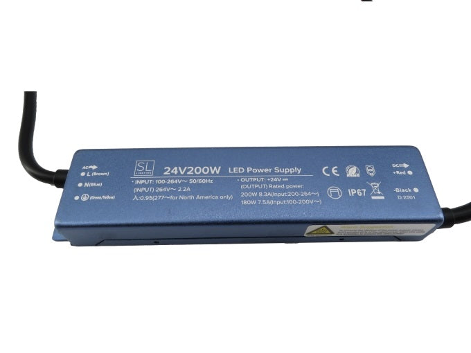 200W 24V Super Slim IP67 LED Strip Driver