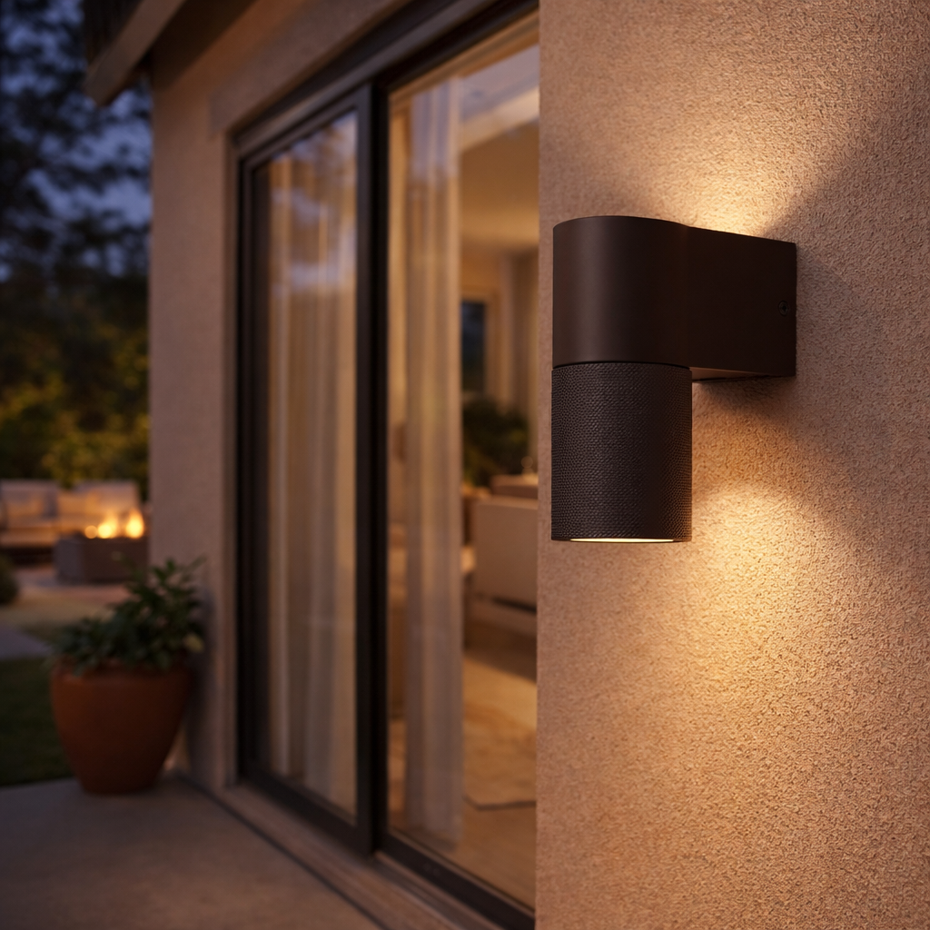 KNURLED Dark Bronze GU10 Down IP44 Indoor/Outdoor Wall Light (NEW)