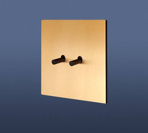 Load image into Gallery viewer, 2 GANG 2 WAY TOGGLE LIGHT SWITCH - MATT GOLD

