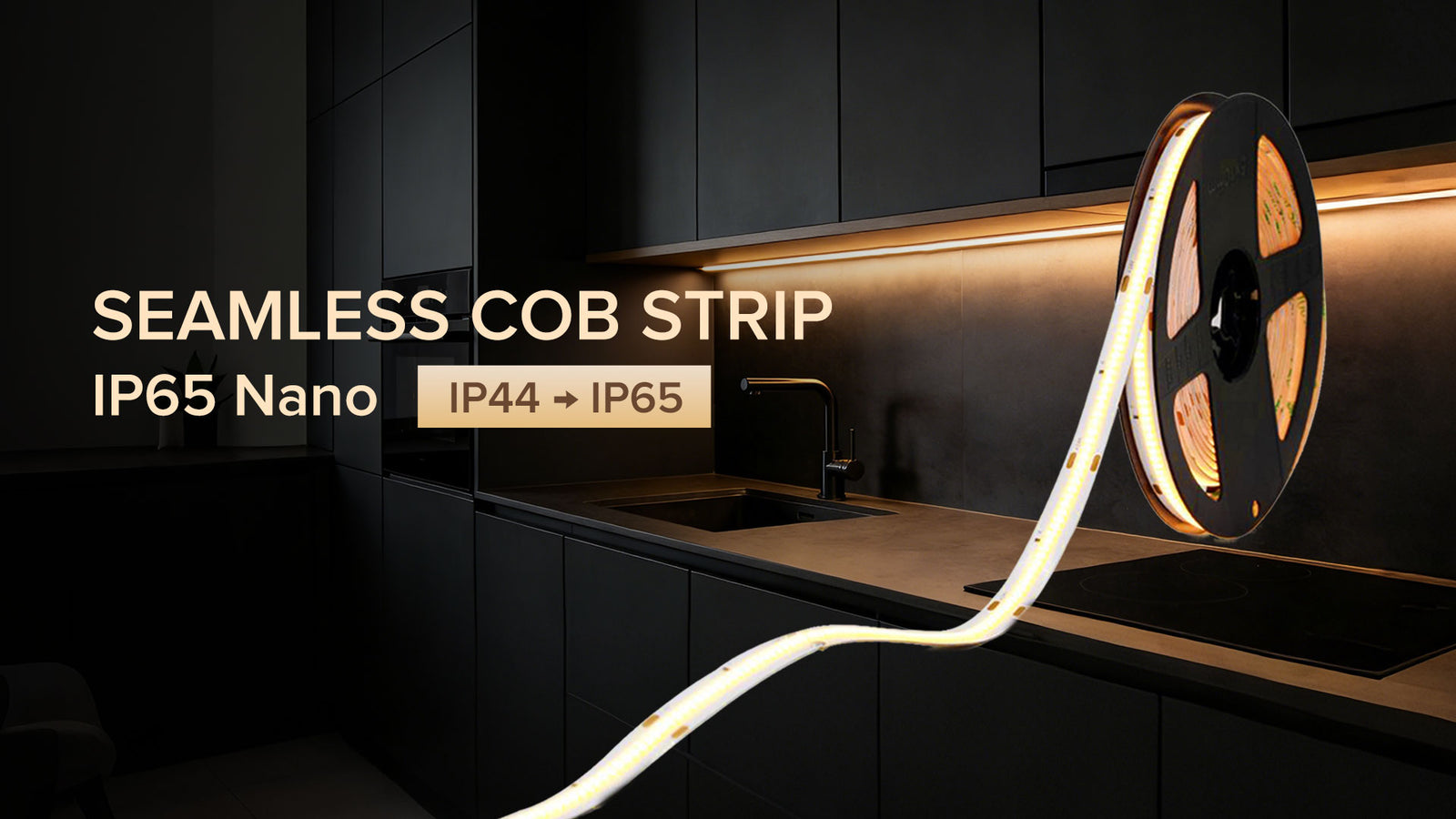 Indoor Waterproof Nano 8W COB strip, 3000K Warm White, Continue run up to 20 Meters. 324pcs LED/M, DC24 , 90lm/W, CRI 90, 40M/roll, 10MM PCB, IP65