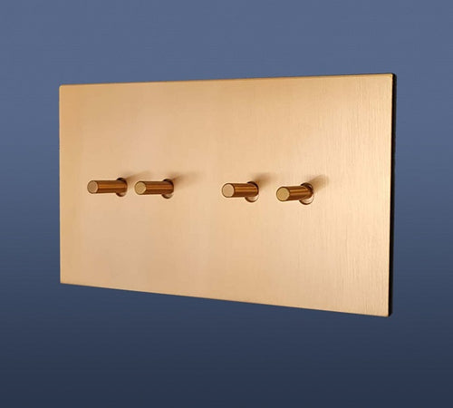 Load image into Gallery viewer, 4 GANG 2 WAY TOGGLE LIGHT SWITCH - MATT GOLD
