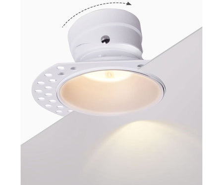 Open Back Trimless Fire Rated IP65 Tilt Downlight, GU10 Socket, Material:Iron Dia:φ106x87x50mm  Cut Out:80mm, White Bezel
