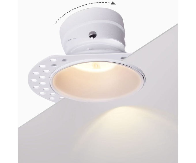 Open Back Trimless Fire Rated IP65 Tilt Downlight, GU10 Socket, Material:Iron Dia:φ106x87x50mm  Cut Out:80mm, White Bezel