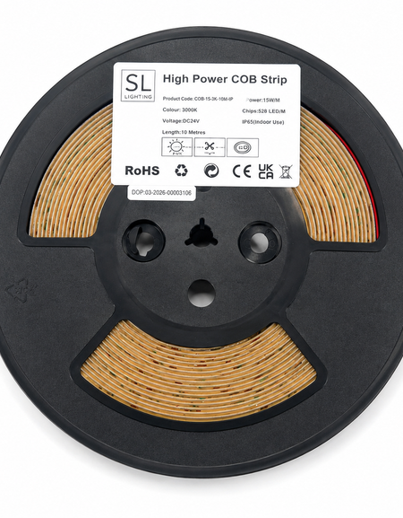 High Power Nano Coated Indoor Waterproof IP65 COB Strip,15W/M, 528 LEDs/M, 110lm/W, CRI 90, 10mm PCB