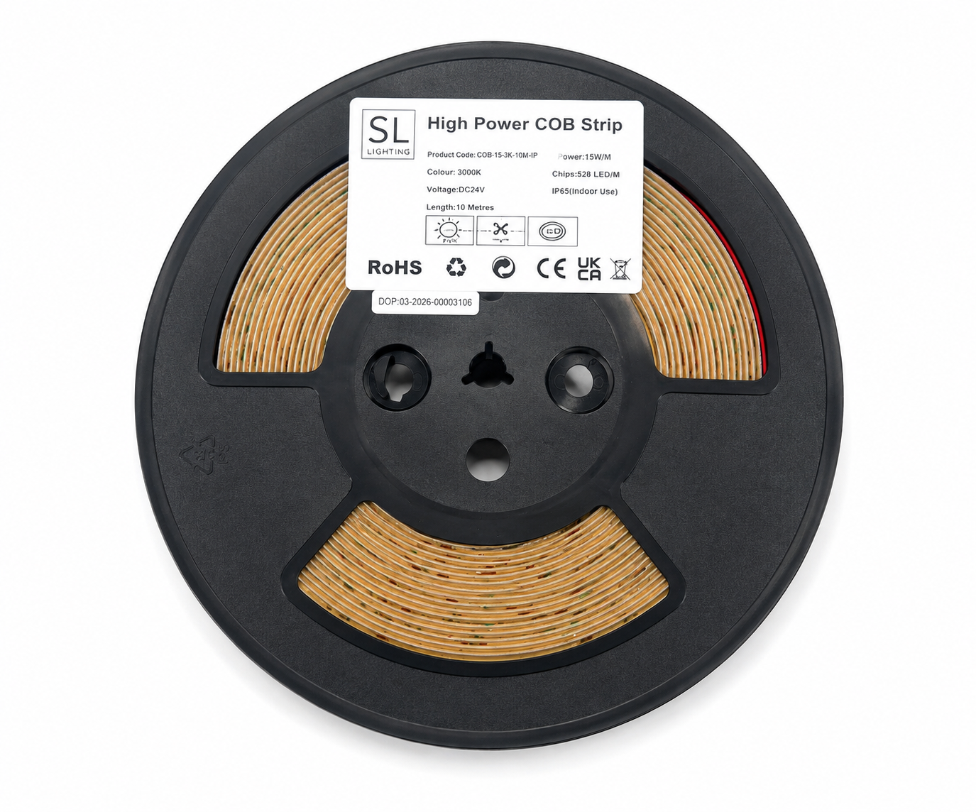 High Power Nano Coated Indoor Waterproof IP65 COB Strip,15W/M, 528 LEDs/M, 110lm/W, CRI 90, 10mm PCB