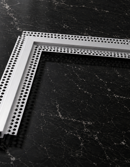 Plaster-In 90° Flat Corner Connector with Diffuser for Trimless 12mm Profile – Silver Finish