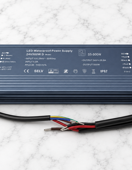 500W 24V Super Slim IP67 LED Strip Driver