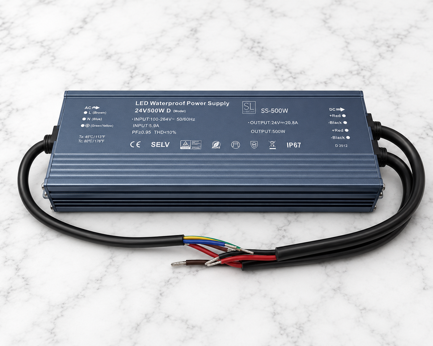 500W 24V Super Slim IP67 LED Strip Driver