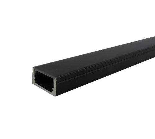 Load image into Gallery viewer, 2 Metre Black Flat Aluminum Profile with Frosted / Black Diffuser
